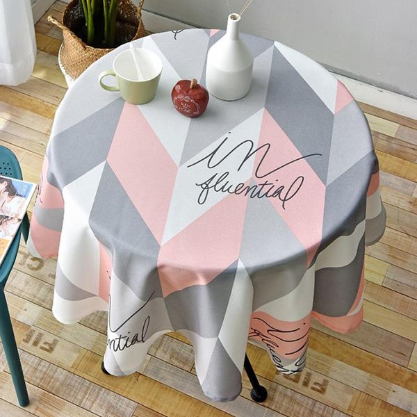 

table cloth nordic style round tablecloth waterproof oil-proof restaurant el household plaid plants printed home deocr