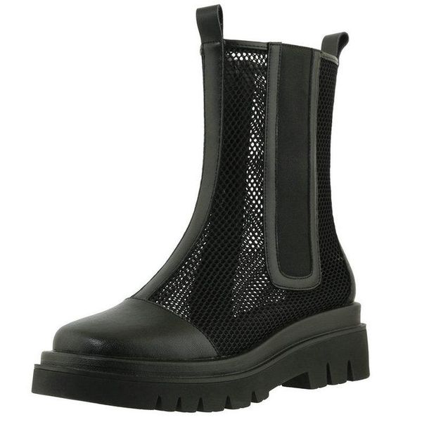 

women summer boots 2021 fashion genuine leather motorcycle party basic thick high heels shoes woman size 41 42 43, Black
