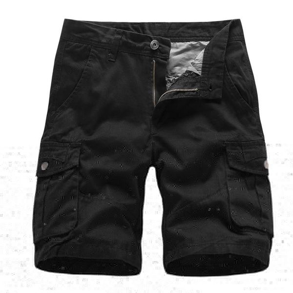 

men's brand summer 100% cotton casual cargo twill shorts zipper multi-pocket pure color loose tactical bvchaj, White;black