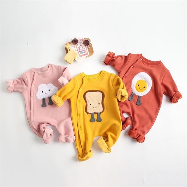 

0-3yrs autumn winter infant baby boys girls cartoon animal rompers clothing kids boy girl long sleeve clothes 210521, White