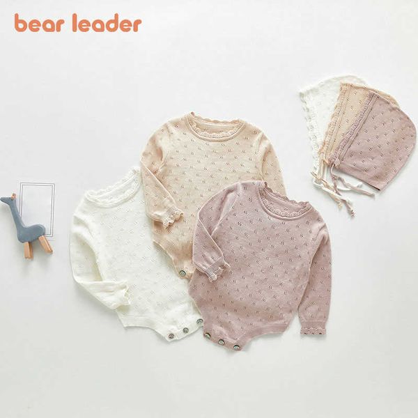 

bear leader 0-3 years born baby rompers fashion infant boys girls casual clothes hollow knitted toddler korean style bodysuit 210708, Blue