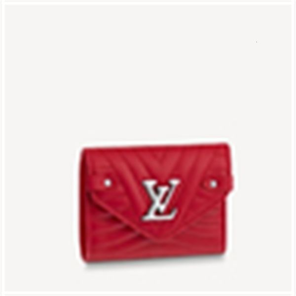 

m63428 wave compact wallet real leather long wallets chain wallet pouches key card holders cases purse clutches evening, Red;black