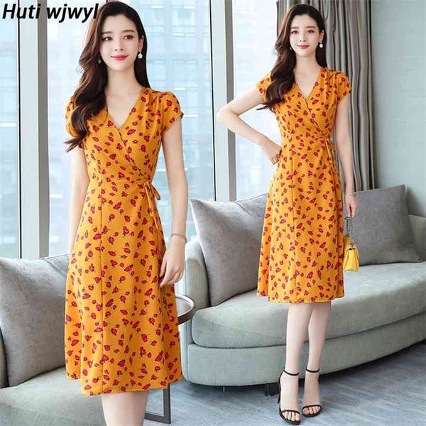 

floral chiffon boho beach sundress elegant women bodycon party vestidos summer plus size print vintage runway midi dresess 210528, Black;gray