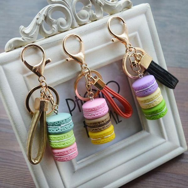 

keychains 1pc macarons cake lather keychain fashion cute bag hanging decoration car phone accessory lady girl frined lovely gift, Silver