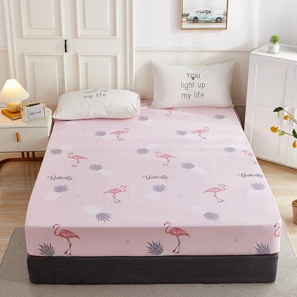 

sheets & sets 1pcs 100% cotton printed fitted sheet mattress cover double four corners with elastic band kids bed linen (no case)