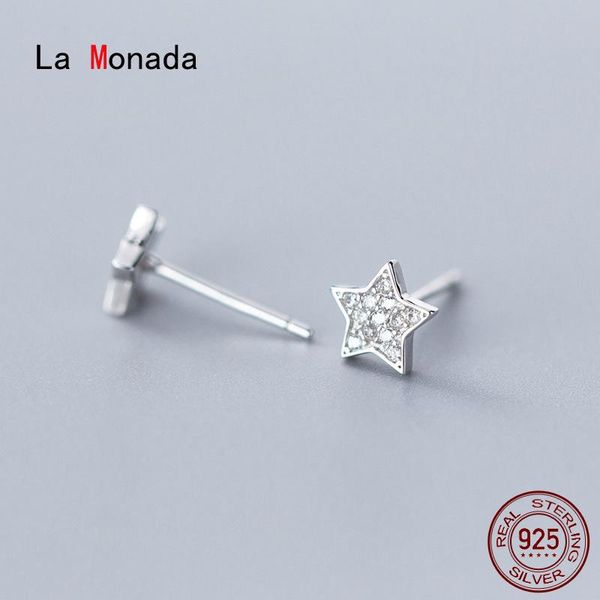 

la monada stud earrings for women silver 925 minimalist shine star fine jewelry sterling, Golden;silver