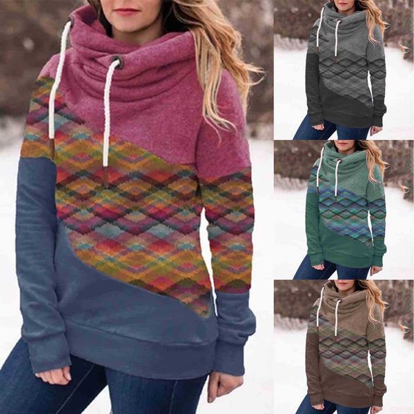 

fashion hoodies 2021 patchwork hooded women's sweater, Black