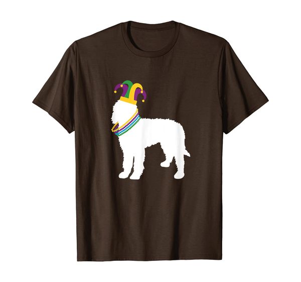 

funny goldendoodle mardi gras t-shirt dog beads costume tee, White;black