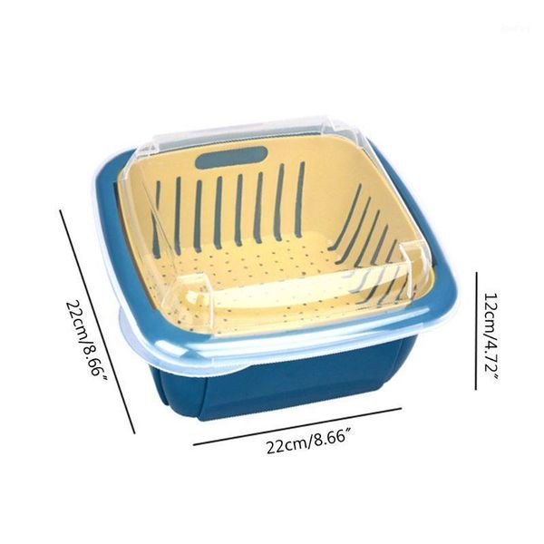 

storage bottles & jars double layer drain basket vegetable fruit washing kitchen strainer drainage lid 203f