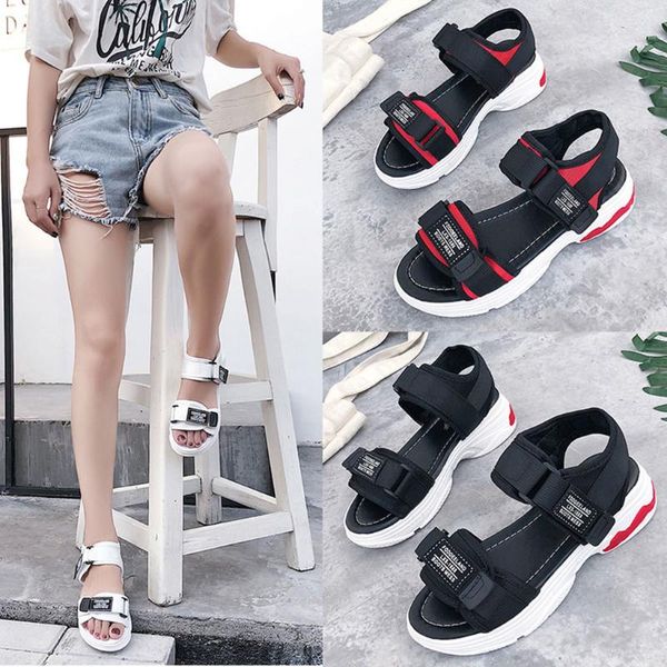 

dress shoes muqgew woman sandals 2021 summer women's fashion casual sport thick platform med heel shoes#g4, Black