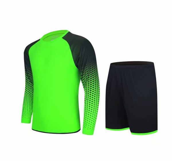 

069 long sleeved goalkeeper shirt customized service diy soccer jersey kit breathable custom personalized services school team any club foot, Black;yellow