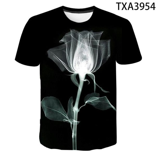 

men's t-shirts 2021 summer flower printed 3d t-shirt men women children cool tee male streetwear t shirt boy girl kids, White;black