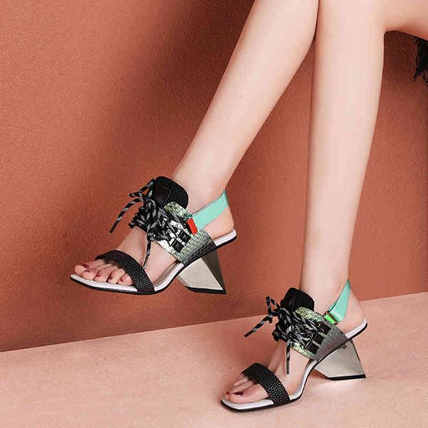 

sandals genuine leather women's shoes strange fashion high summer gladiator sandals ladies 0txr, Black