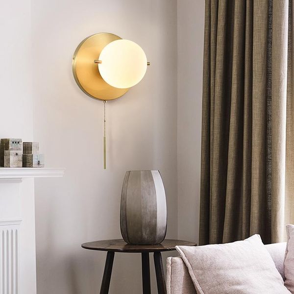

wall lamp all copper nordic living room bedroom bedside simple modern balcony creative tv lamps indoor e14 led