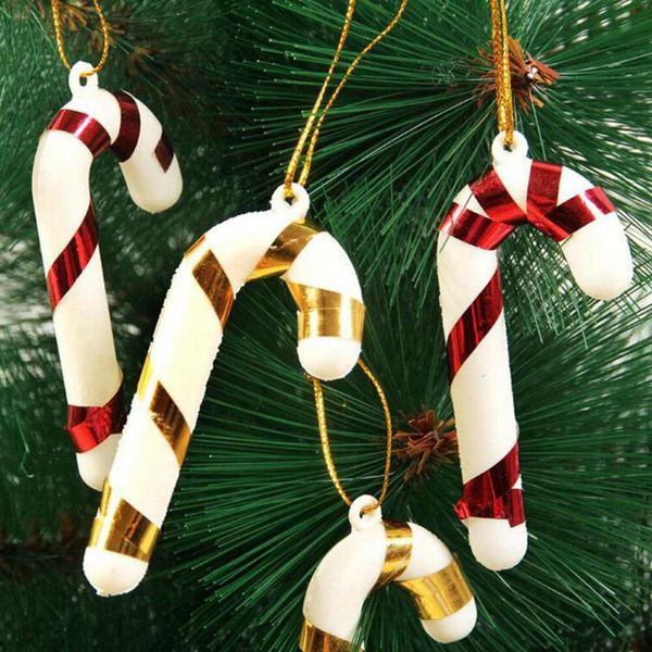 

christmas decorations 12pcs cane red-white stripes candy canes xmas tree hanging ornamnets pendant 2022 year navidad home decoration