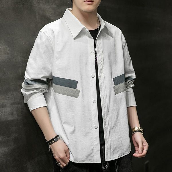 

men's casual shirts the 2021 plain long-sleeved shirt coat autumn personalized versatile, White;black