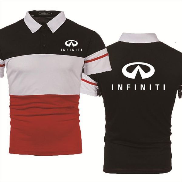 

casual summer shirt infiniti men polos car printing cotton short sleeve splicing high quality, White;black
