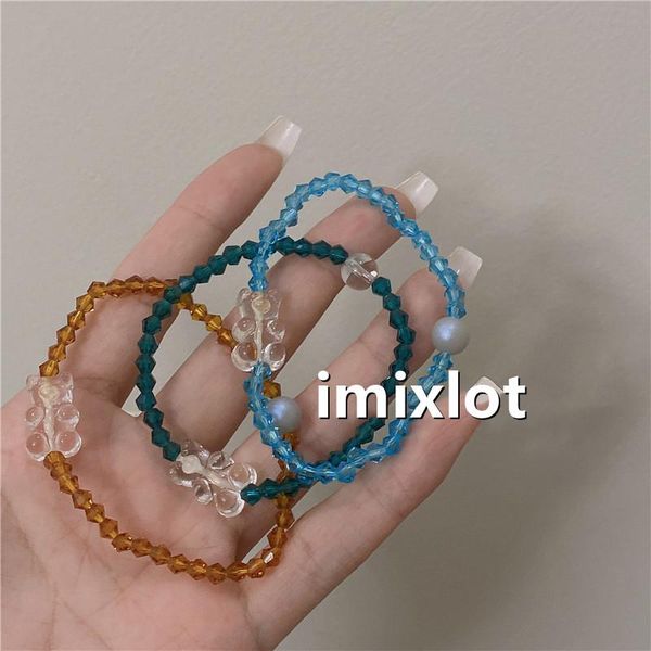 

beaded, strands 2021 color crystal couple bracelet for girlfriend gift korean fashion aesthetic jewelry cartoon bear, Black