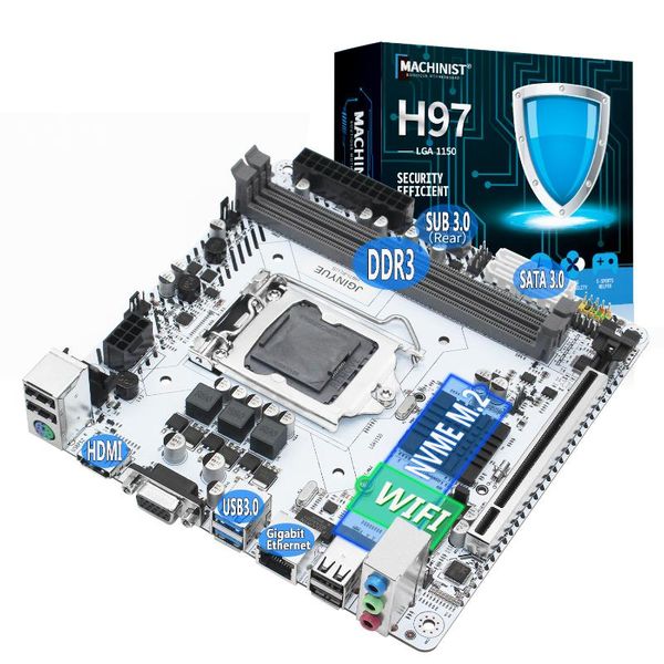 

motherboards h97 motherboard lga 1150 support intel pentium/core/xeon processor ddr3 16gb ram m.2 nvme wifi slot sata3.0 usb3.0 h97i-plus
