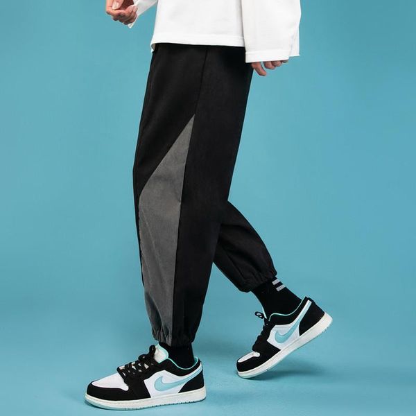 

men's pants men clothing 2021 casual trousers trend color matching design harlan plus size, Black