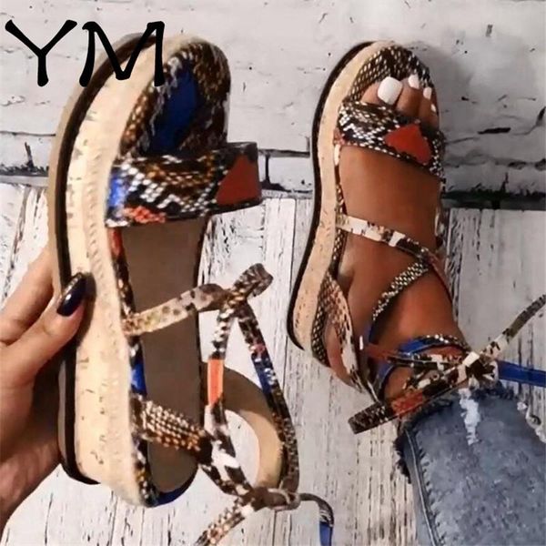

summer women snake sandals platform heels cross strap ankle lace peep toe fashion beach party ladies shoes zapatos de mujer, Black