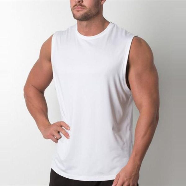 

men' tank brand plain men bodybuilding singlet gyms stringer sleeveless shirt blank fitness clothing sportwear muscle vest, White;black
