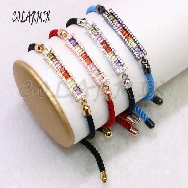 

charm bracelets 6pcs wholesale bracelet rainbow color zircon charms fashion jewelry gift for lady her, Golden;silver