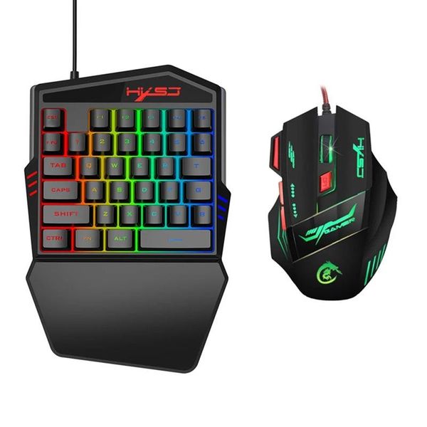 

wired one handed mini gaming keyboard backlight mice optical mouse set game controller for pc ps4 xbox gamer combos