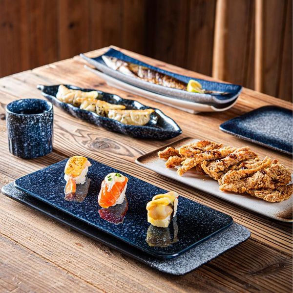

dishes & plates business restaurant plate rectangular sashimi japanese tableware ceramic creative long boat sushi