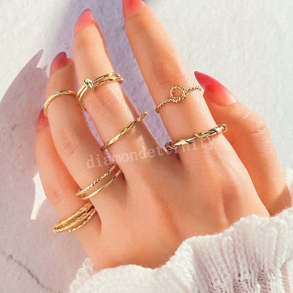 

fashion metal gold finger ring set for women minimalist geometric knotted wide rings 2022 trend jewelry party gifts, Silver