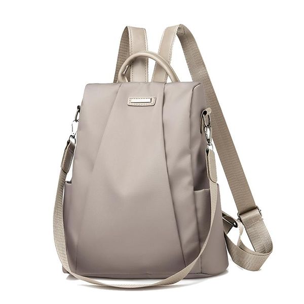 

school bags 2021 women's backpack casual nylon solid color bag fashion travel strap shoulder daily lapbagpack khaki