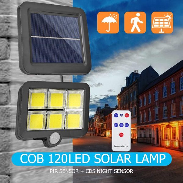 

solar lamps 128led powered wall light outdoor waterproof motion sensor lighting park courtyard remote control garden yard lamp ip65