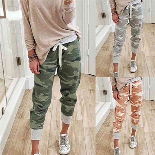 

women's casual camouflage street dress jeans high waist slacks sports pants, Black;white