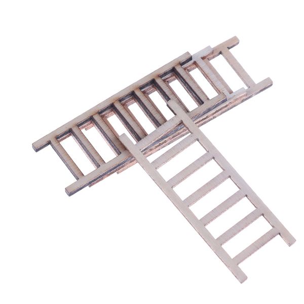 

4 pcs new simulation doll house miniature wood step ladder furniture tools fairy garden decor
