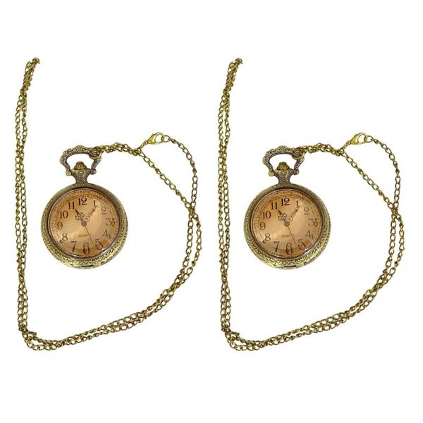 

pocket watches 2pcs vintage watch clamshell hanging embossed, Slivery;golden