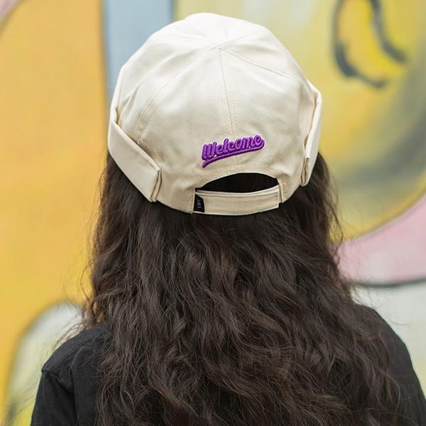 

beanies hip hop embroidery skull cap women men sailor rolled cuff retro brimless beanie hats
