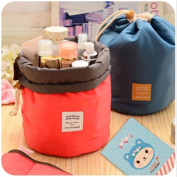 

storage bags cylindrical shape multifunction travel cosmetic bag women makeup toiletries organizer waterproof drawstring