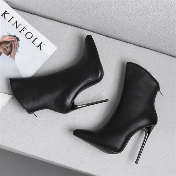 

boots slim heel pointed short large 44 45 46 47 48 super high, Black