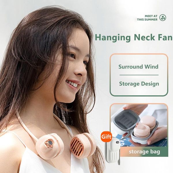 

electric fans mini foldable retractable hanging neck fan usb small air cooling lazy outdoor sports silent creative portable cooler