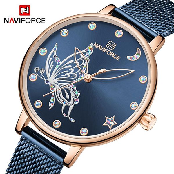 

wristwatches naviforce luxury women's watches casual fashion quartz standard waterproof with diamonds stainless steel famale clock wris, Slivery;brown