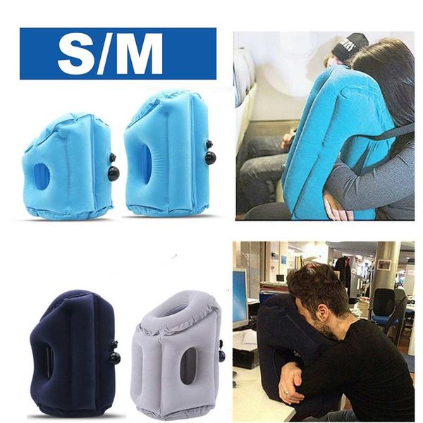 

inflatable travel sleeping bag flocking portable cushion neck pillow for men women outdoor airplane flight train easy