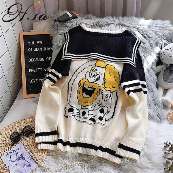 

autumn winter women sweet sweater and cardigans cute cartoon embroidery knit coat jacket 210430, White