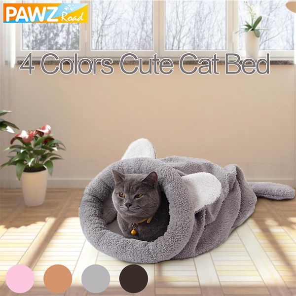 

cat beds & furniture pet sleeping bags plush cute soft warm nests house 4 colors mat puppy cushion bed for small dog rabbits
