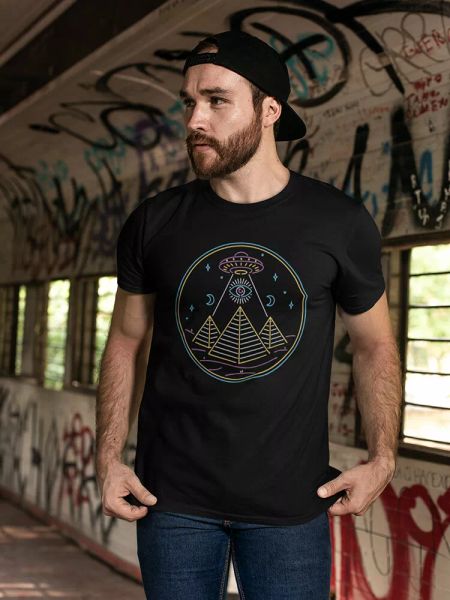 

mystery of egypt neon glow tee men's -image by shutterstock, White;black