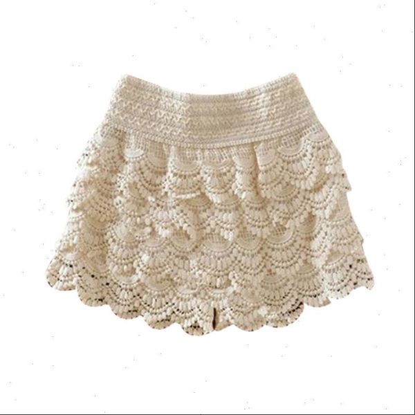 

summer women short fashion womens shorts sweet style lace crochet elastic waist slim pants drop good quality, White;black
