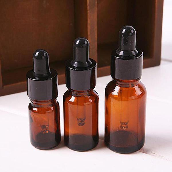 

storage bottles & jars refillable amber glass dropper bottle durable empty drop travel portable for cosmetic perfume essential oil