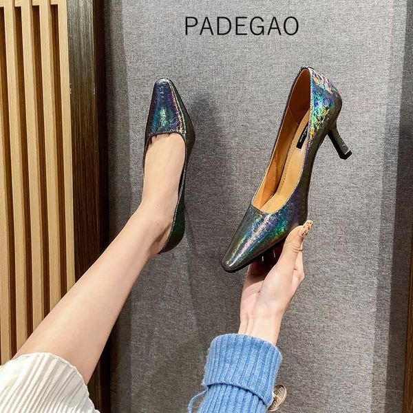 

dress shoes ladies 2021 korean vintage casual elegant high heels sexy, Black
