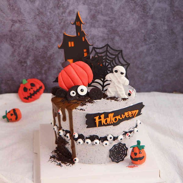 

factory outlet party decoration halloween cake plug-in pumpkin castle funny little eyes ornaments party desse