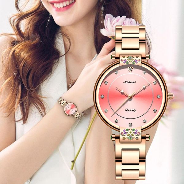 

wristwatches 2021 fashion watch women nibosi brand ladies creative steel bracelet watches female waterproof clocks relogio feminino, Slivery;brown