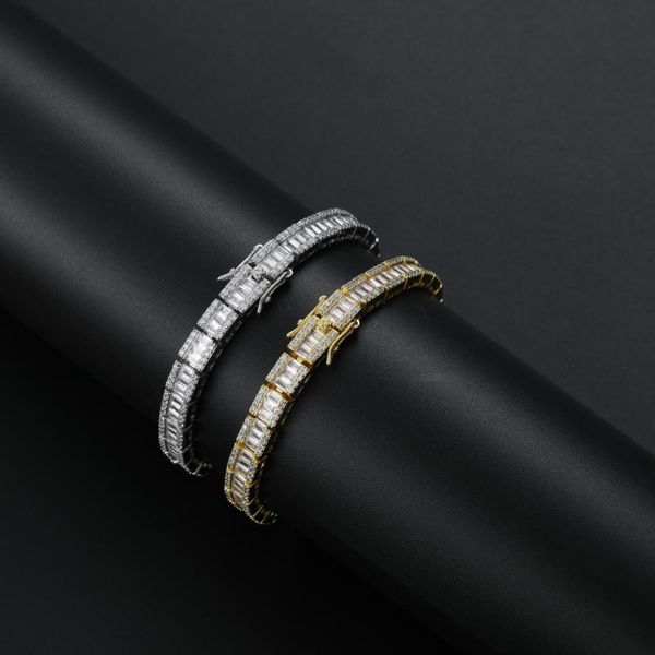 

link, chain fashion charm hip hop zircon 7mm 7inch 8inch brass bracelet men's jewelry cz gifts for women and men, Black